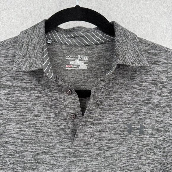 Under Armour Mens HeatGear Golf Polo Shirt Size XL Heathered Gray Loose Fit EUC - Picture 2 of 10